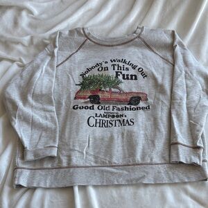Gray Christmas Sweatshirt with Festive Print